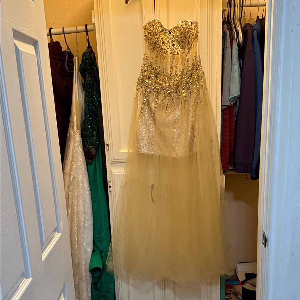 Elegant Gold Beaded Gown